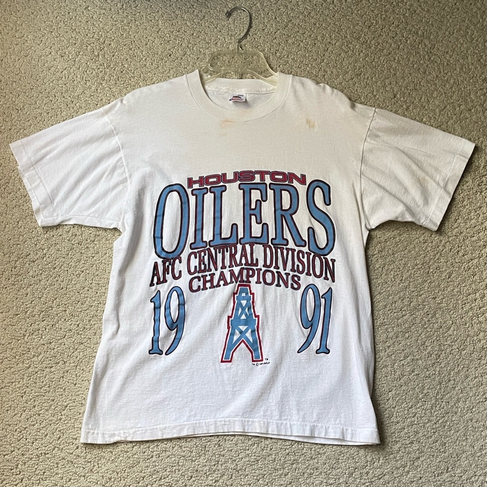 Houston Oilers 1991 AFC Central Division Champions Fruit of the Loom T-shirt